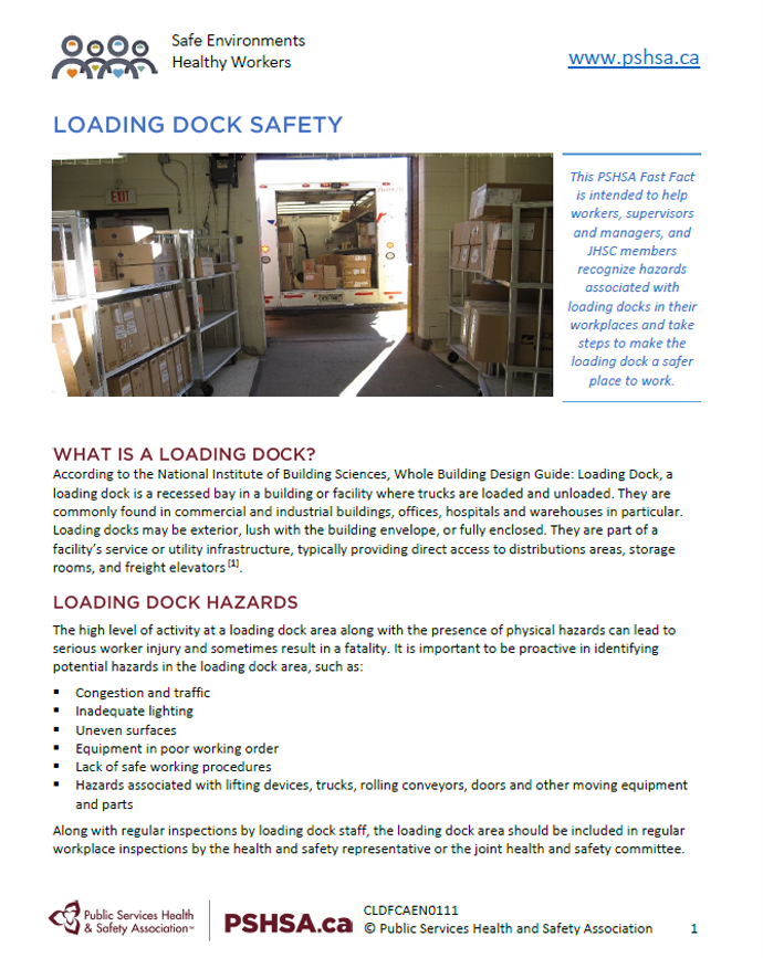 Public Services Health and Safety Association Loading Dock Safety